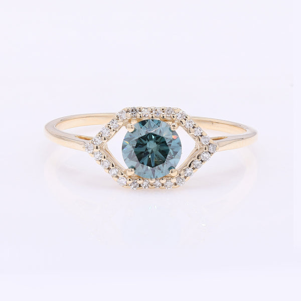 0.67 Ct Round Blue Diamond 14K Gold Ring