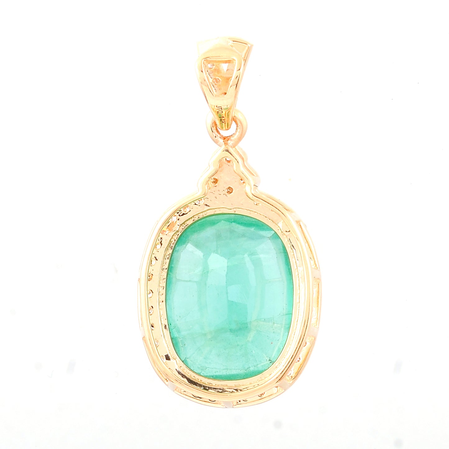 3.42 Ct Oval Natural Emerald 14K Gold Pendant