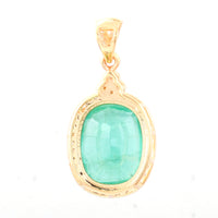 3.42 Ct Oval Natural Emerald 14K Gold Pendant