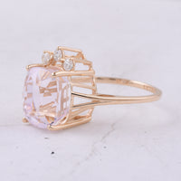 8.31 Ct Cushion Natural Kunzite 14K Gold Ring