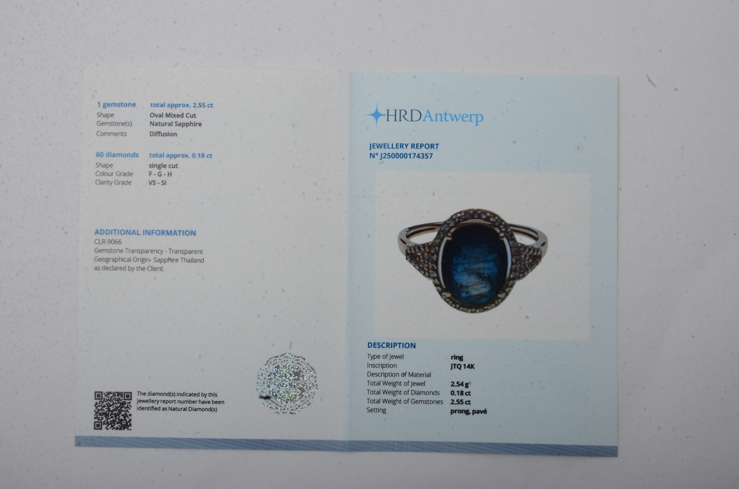 2.73 Ct Oval Mixed Cut Natural Sapphire 14K Gold Ring