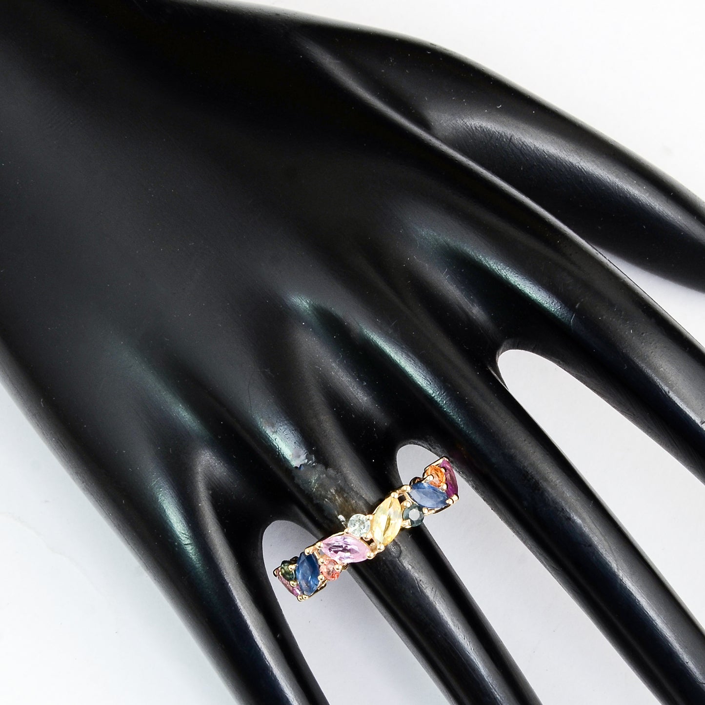 2.41 Ct Pear Multi Sapphire 14K Gold Ring