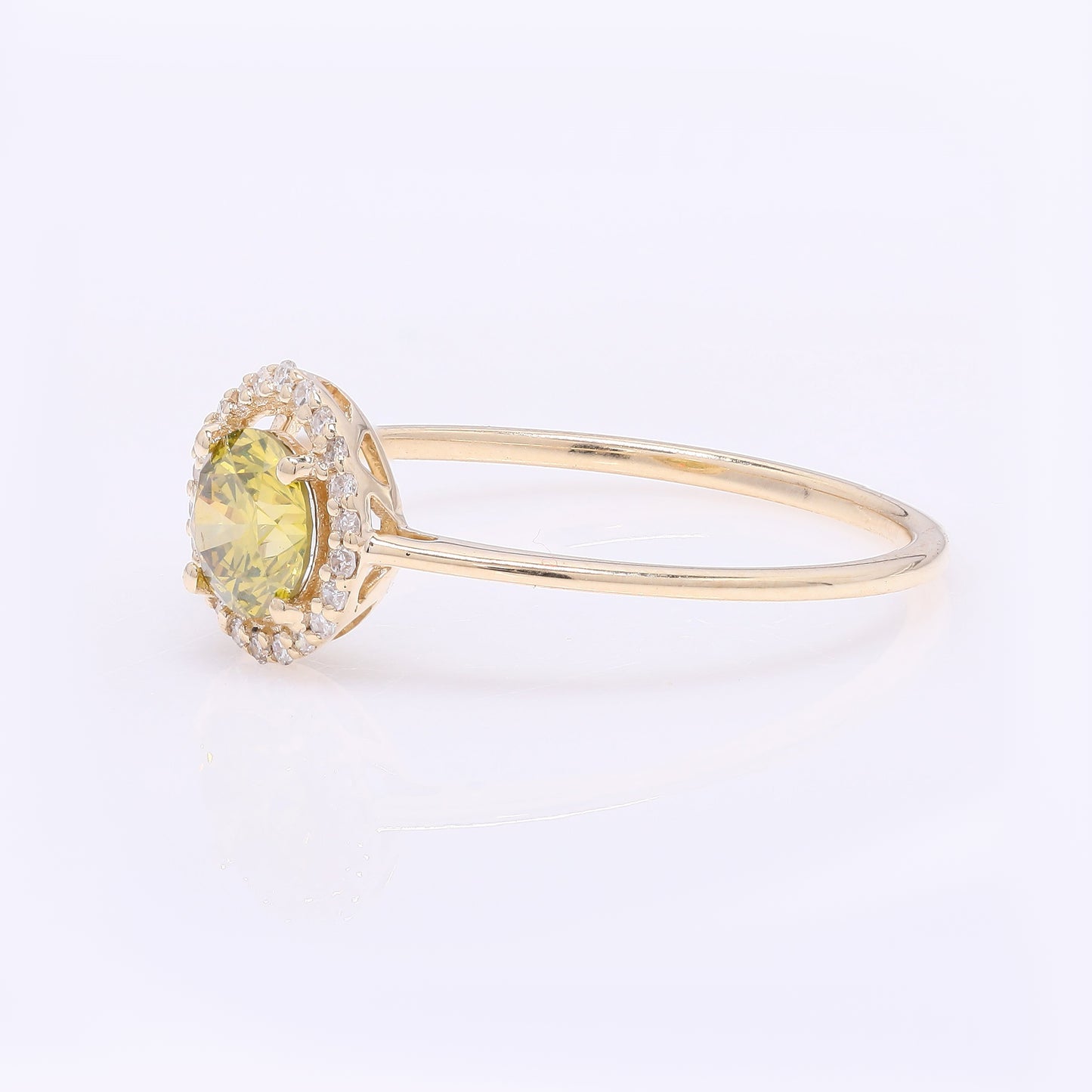 0.57 Ct Round Yellow Diamond 14K Gold Ring