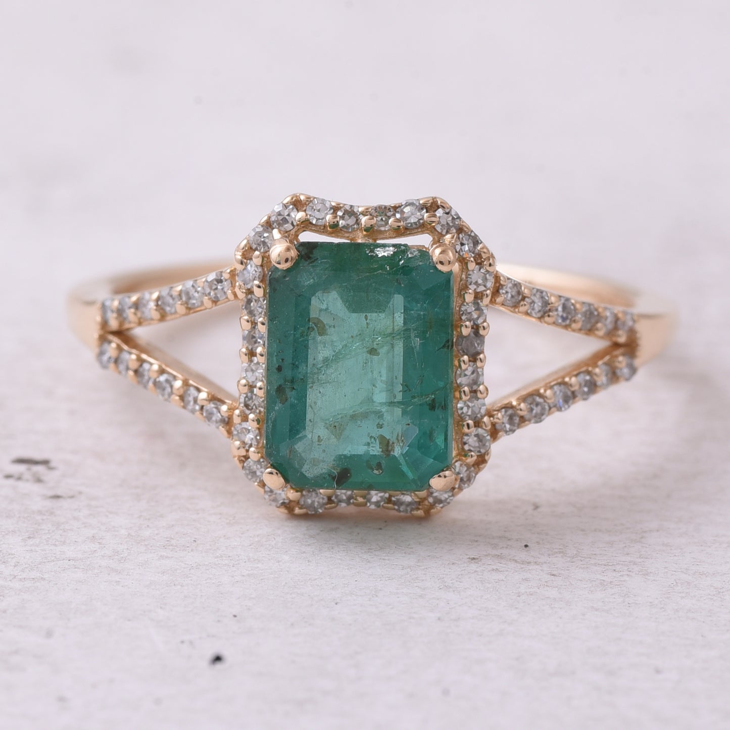 1.44 Ct Octagon Step Cut Natural Emerald 14K Gold Ring