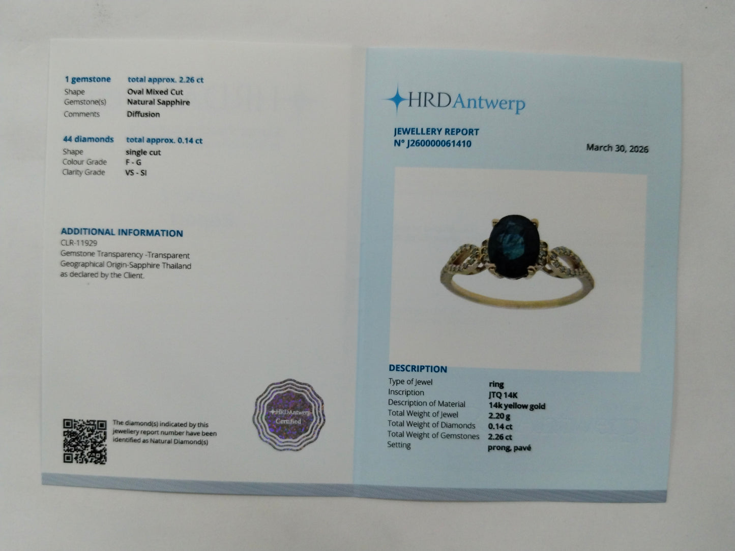 2.40 Ct Oval Mixed Cut Natural Sapphire 14K Gold Ring