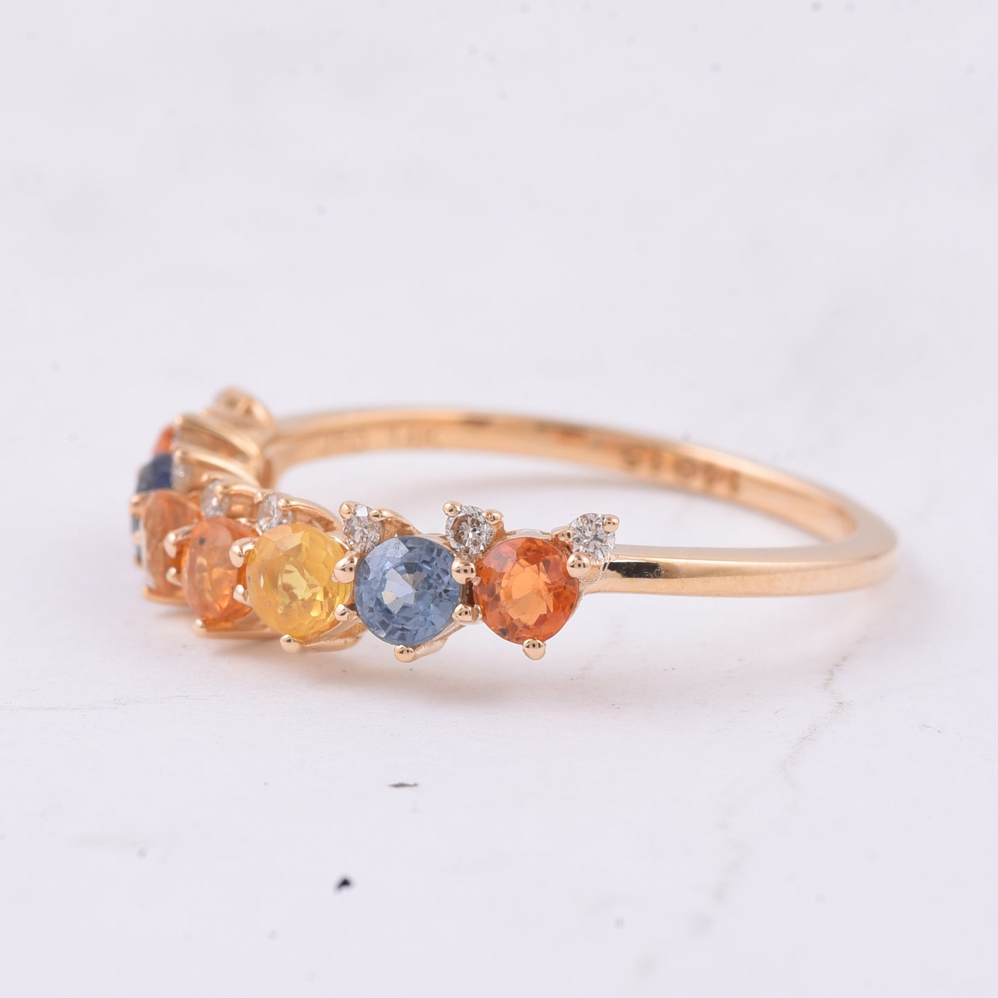 1.46 Ct Round Natural Multi-Coloured Sapphire 14K Gold Ring
