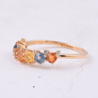 1.46 Ct Round Natural Multi-Coloured Sapphire 14K Gold Ring