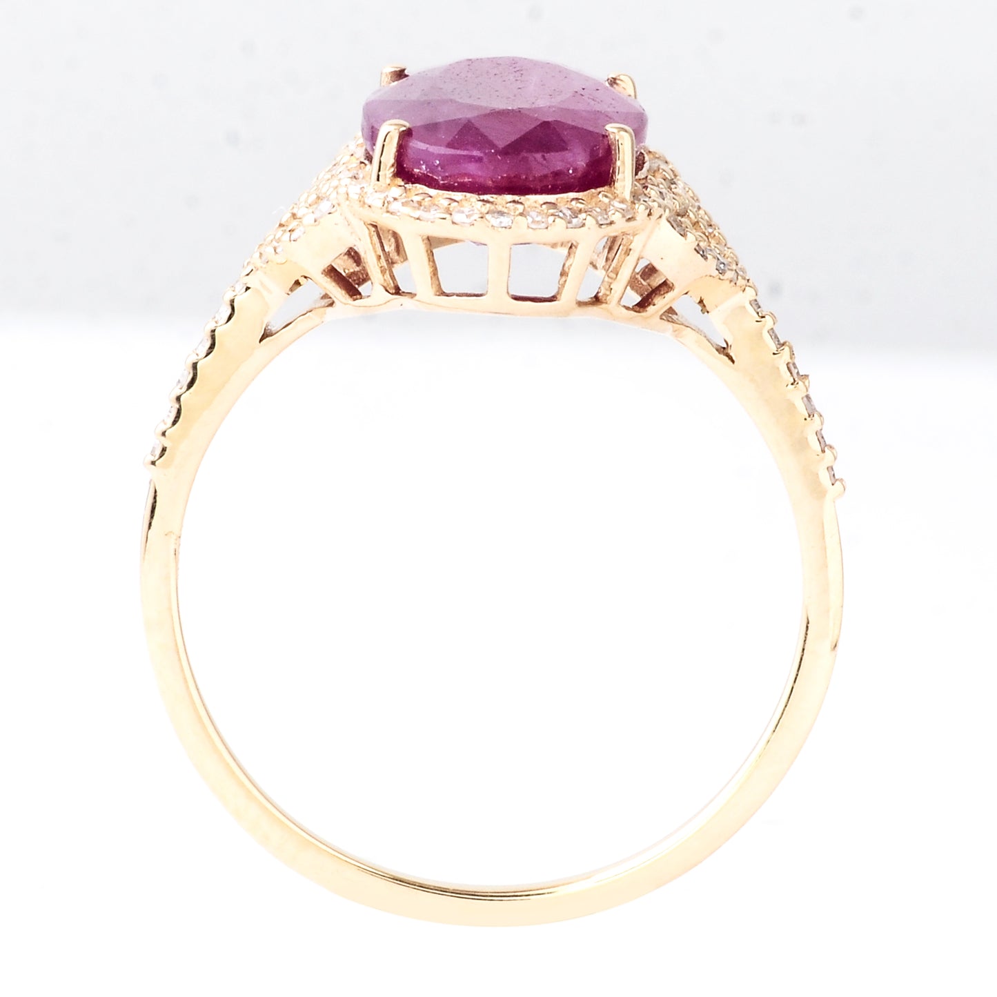 4.41 Ct Oval Mixed Cut Natural Corundum Ruby 14K Gold Ring
