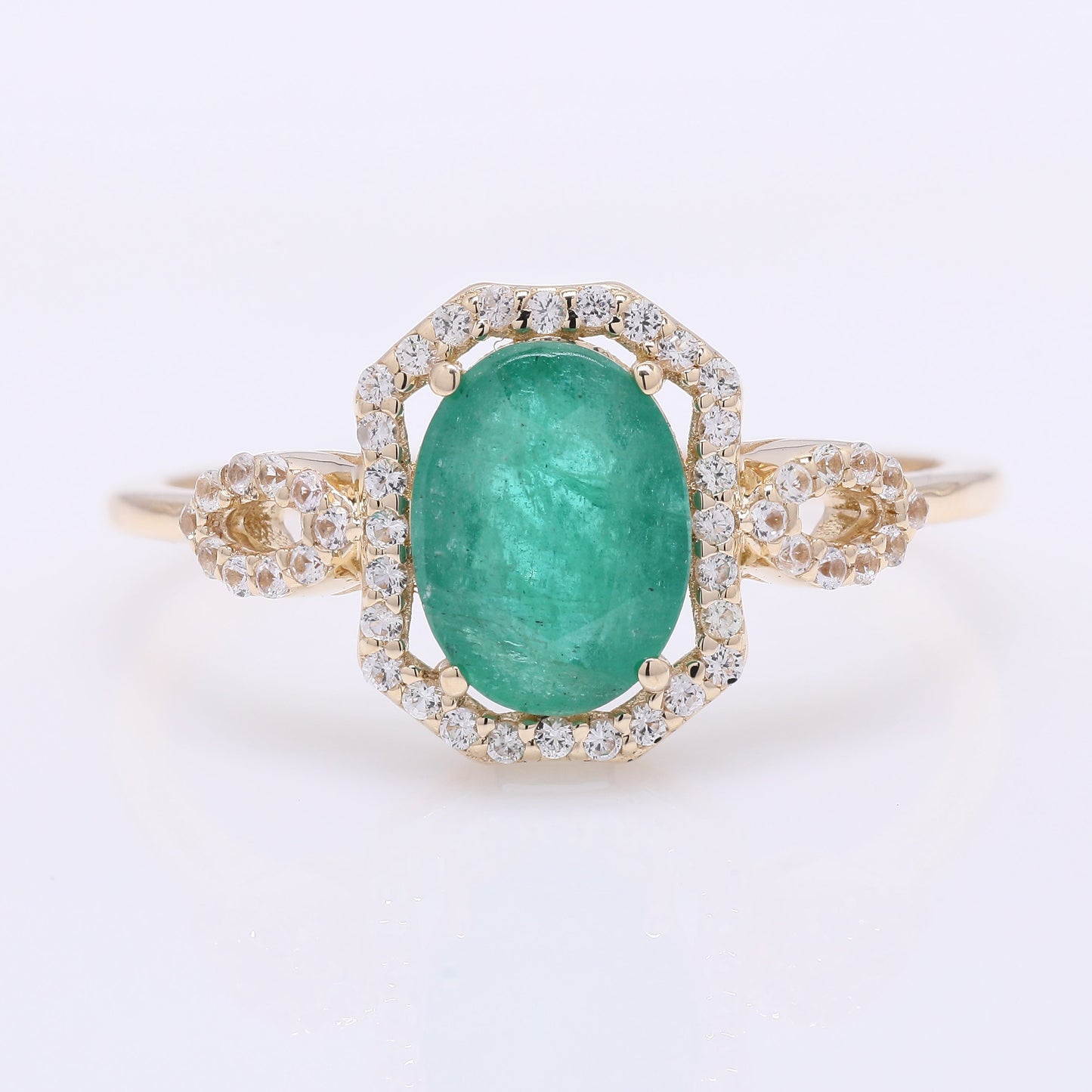 1.55 Ct Oval Mixed Cut Natural Sapphire 14K Gold Ring