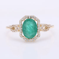 1.55 Ct Oval Mixed Cut Natural Sapphire 14K Gold Ring