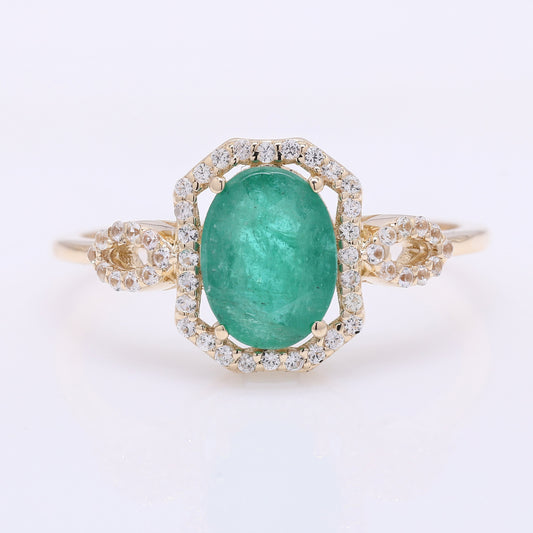 1.55 Ct Oval Mixed Cut Natural Sapphire 14K Gold Ring