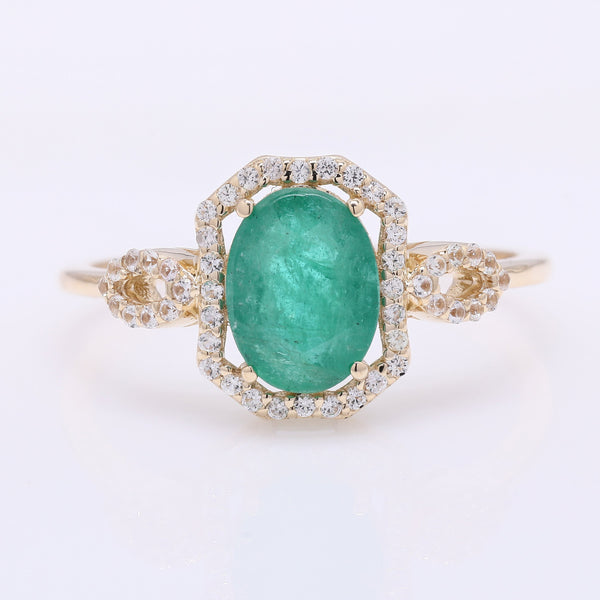 1.55 Ct Oval Mixed Cut Natural Sapphire 14K Gold Ring