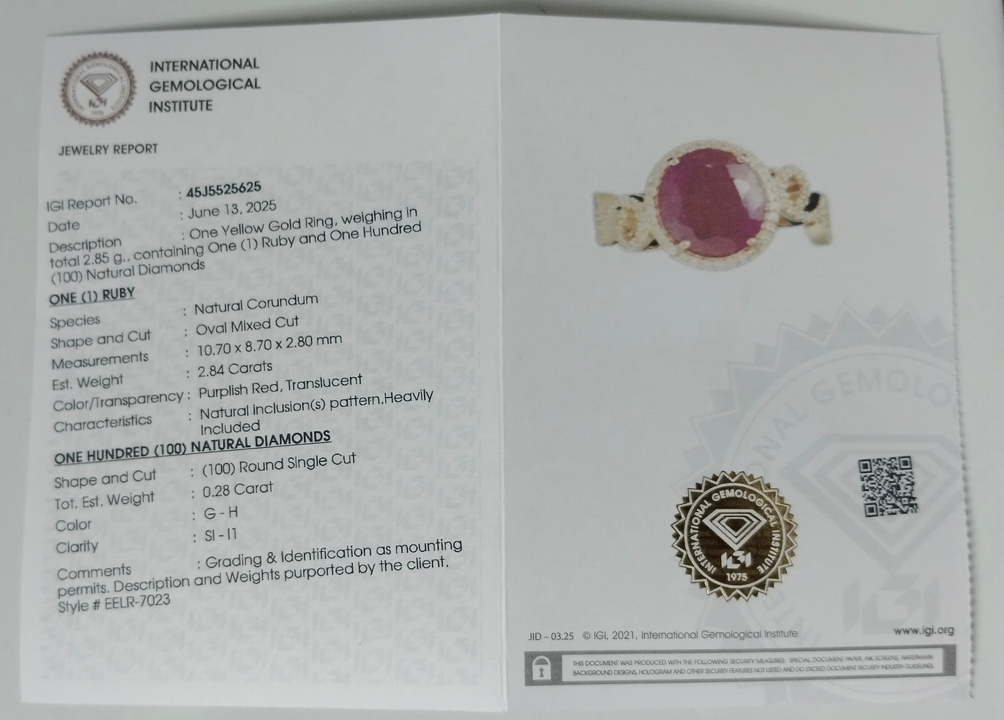 3.12 Ct Oval Mixed Cut Natural Corundum Ruby 14K Gold Ring