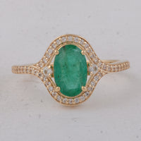 1.50 Ct Oval Emerald 9K Gold Ring