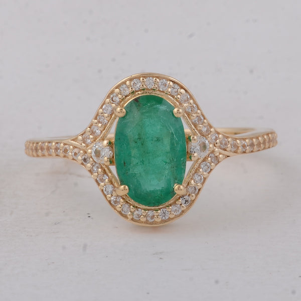 1.50 Ct Oval Emerald 9K Gold Ring