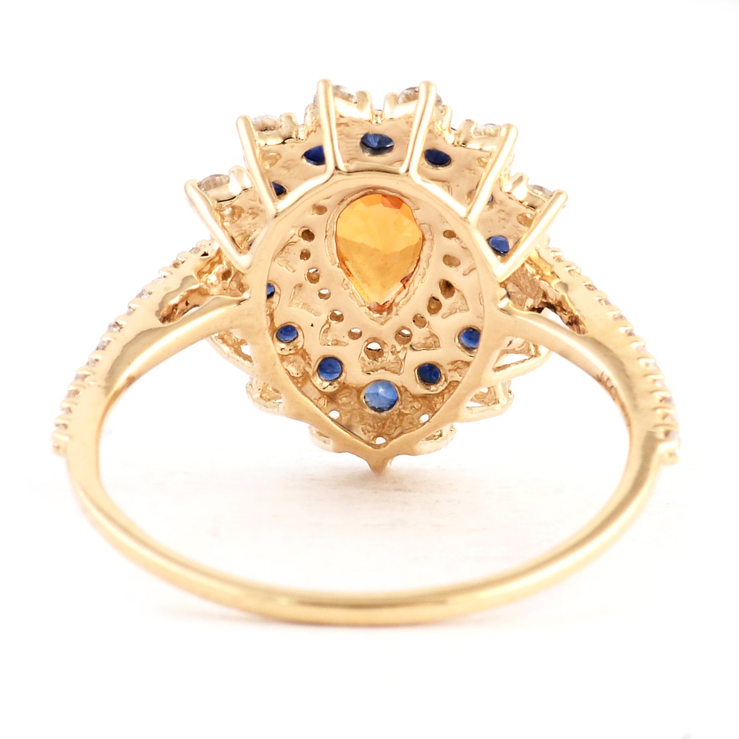1.39 Ct Pear Multi Sapphire 14K Gold Ring
