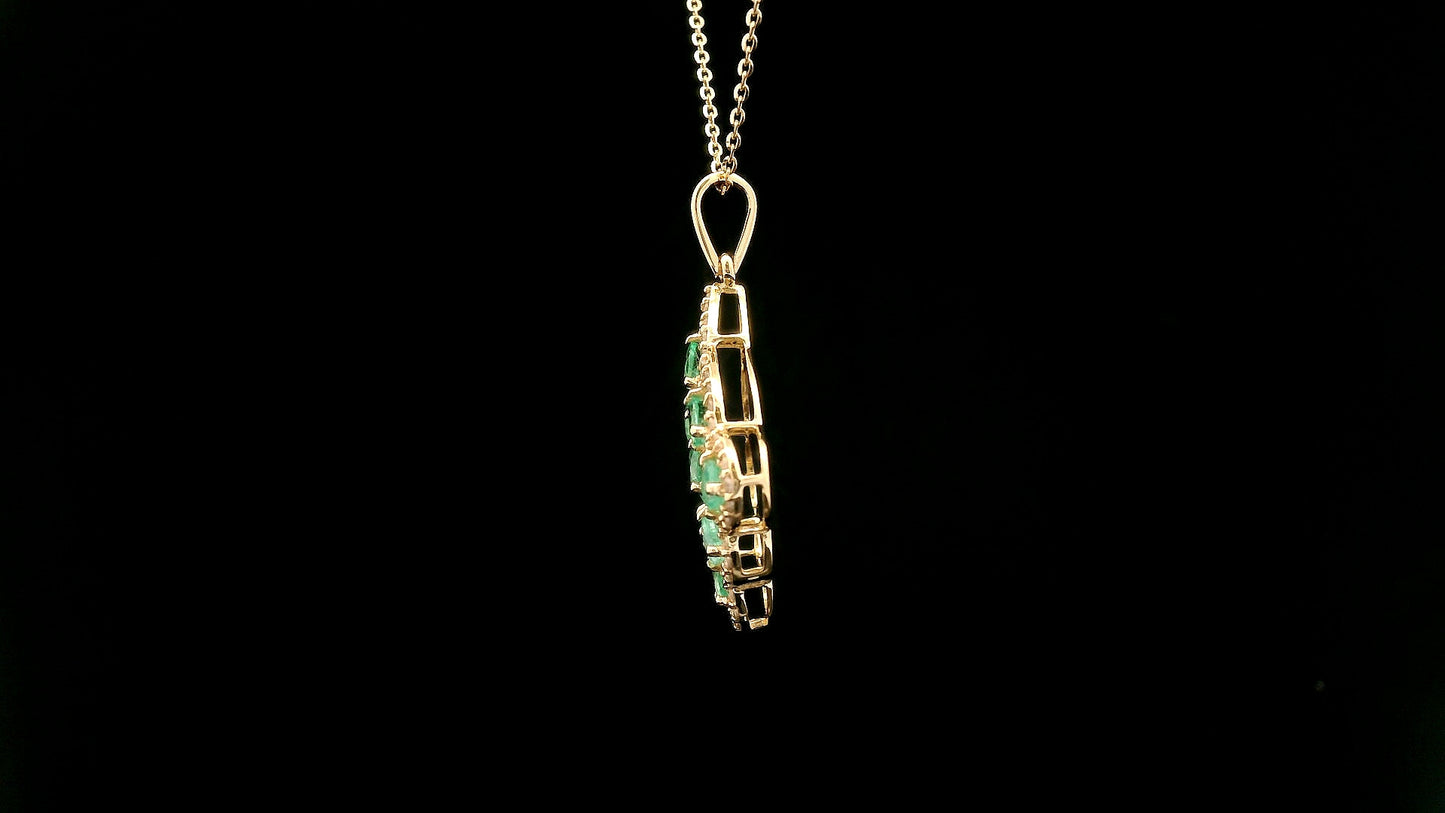 1.30 Ct Round Emerald 14K Gold Pendant