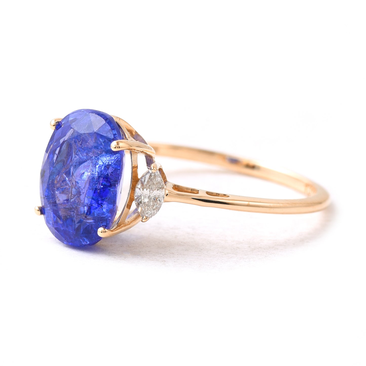 3.57 Ct Oval Tanzanite 14K Gold Ring