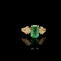 1.96 Ct Octagon Step Cut Natural Emerald 14K Gold Ring