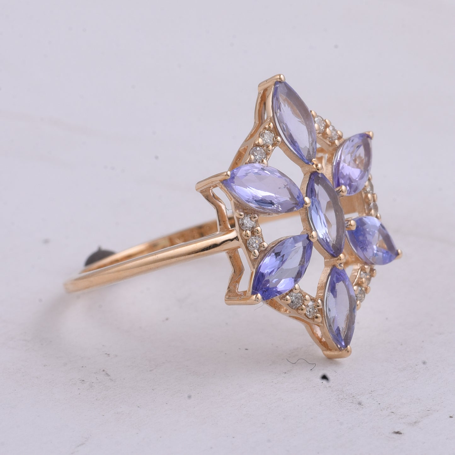 1.58 Ct Marquise Natural Tanzanite 14K Gold Ring