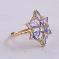 1.58 Ct Marquise Natural Tanzanite 14K Gold Ring