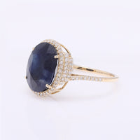 5.48 Ct Oval Mixed Cut Natural Corundum Sapphire 14K Gold Ring