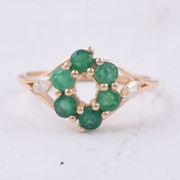 1.00 Ct Round Natural Emerald 14K Gold Ring
