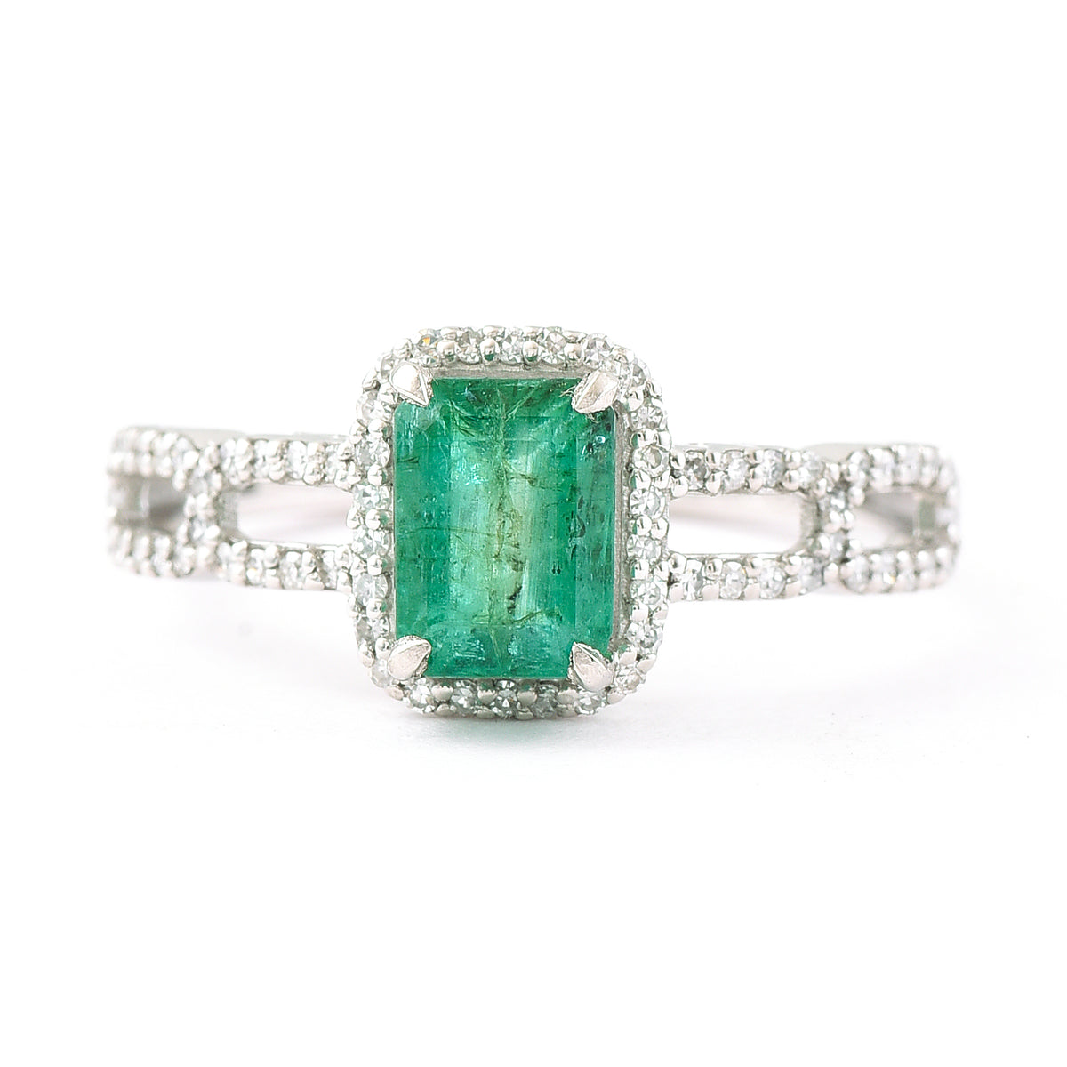 1.30 Ct Octagon Step Cut Natural Emerald 950 Platinum Ring
