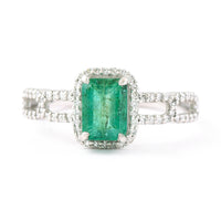 1.30 Ct Octagon Step Cut Natural Emerald 950 Platinum Ring