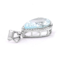 3.52 Ct Pear Mixed Cut Natural Aquamarine 950 Platinum Pendant