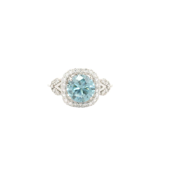 1.87 Carats Blue Lab Grown Diamond 14K Gold Ring