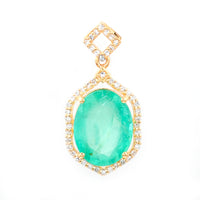 3.20 Ct Oval Natural Emerald 14K Gold Pendant