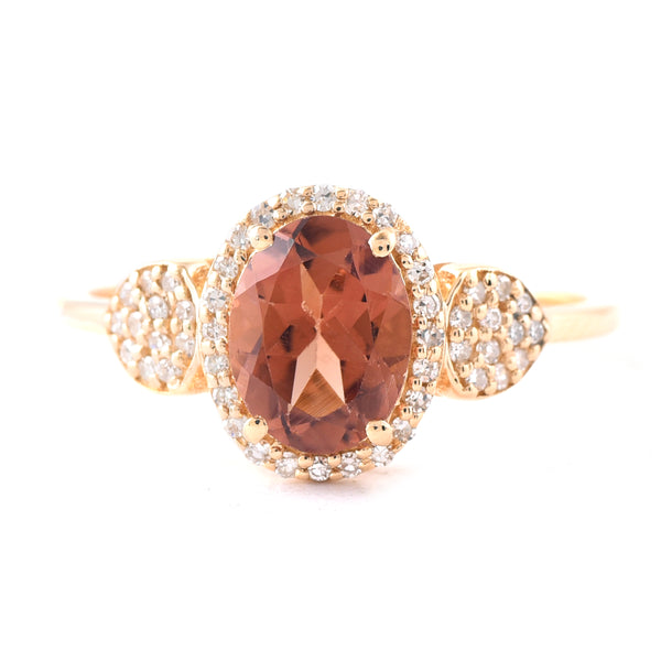 1.32 Ct Oval Mixed Cut Natural Tourmaline 14K Gold Ring