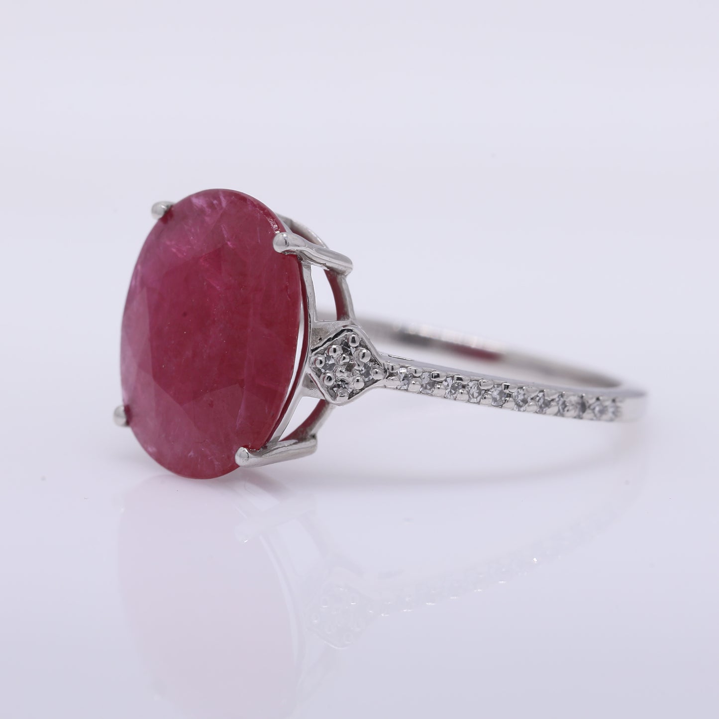 4.17 Ct Oval Mixed Cut Natural Ruby 950 Platinum Ring