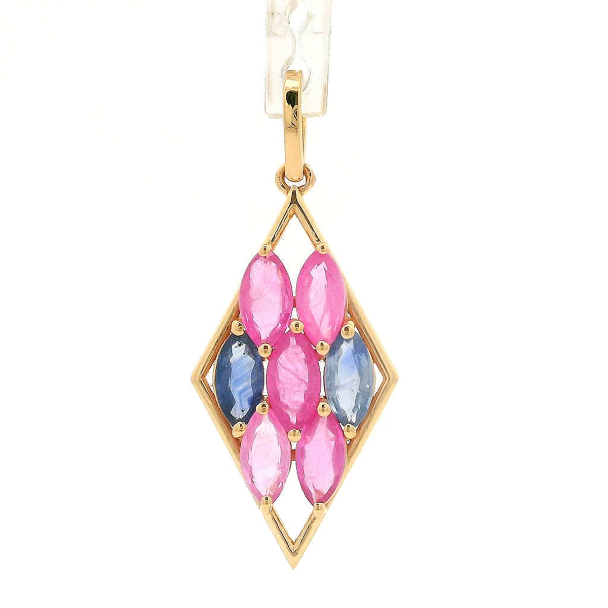 1.88 Ct Marquise Multi Sapphire 14K Gold Pendant