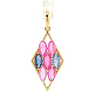 1.88 Ct Marquise Multi Sapphire 14K Gold Pendant