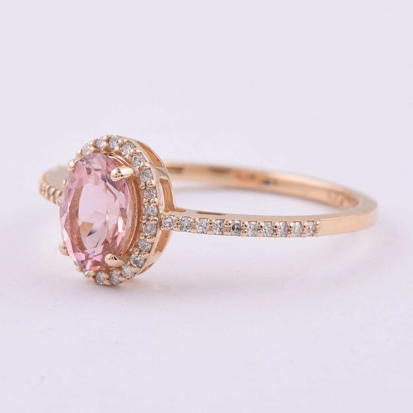 0.92 Ct Oval Natural Pink Tourmaline 14K Gold Ring