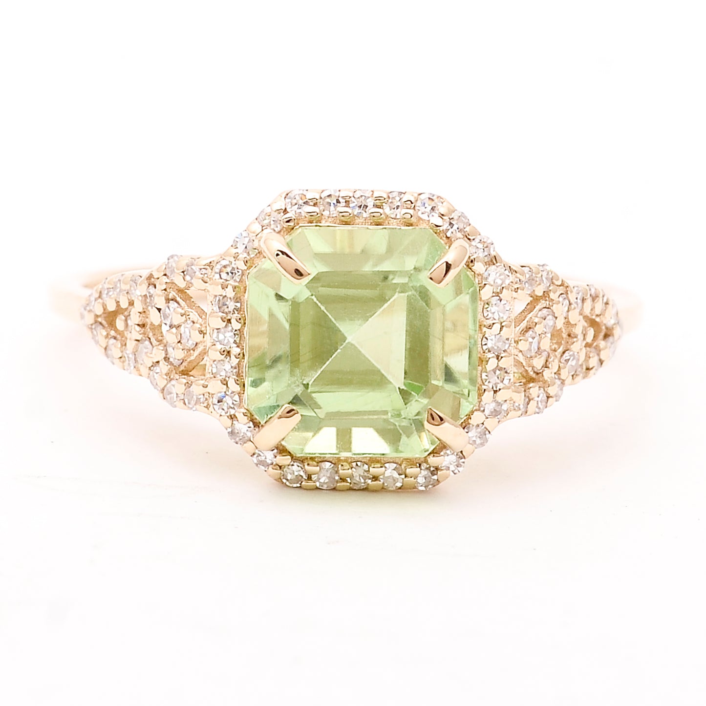 2.65 Ct Octagon Natural Eridot 14K Gold Ring