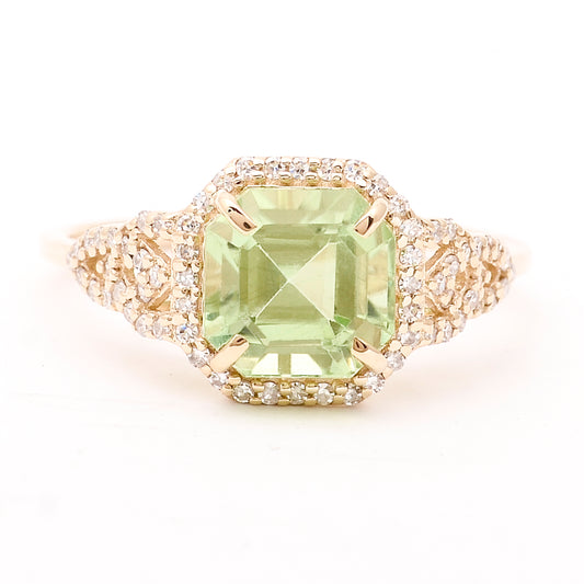 2.65 Ct Octagon Natural Eridot 14K Gold Ring