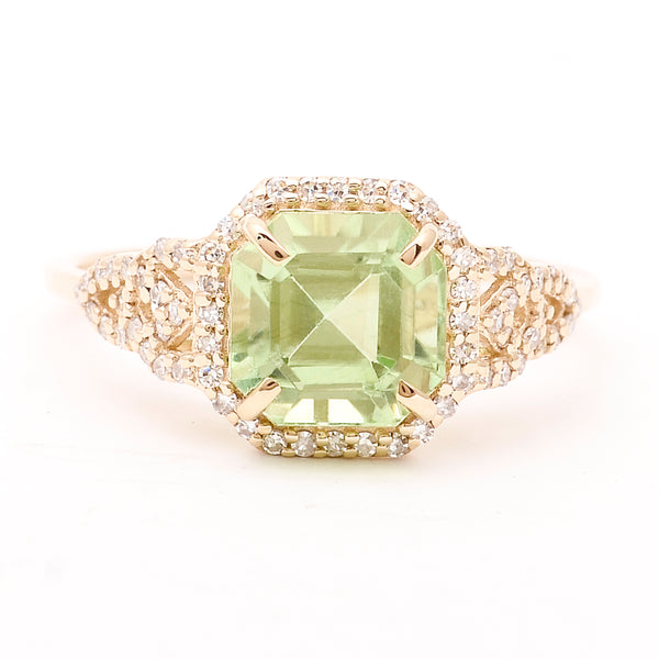 2.65 Ct Octagon Natural Eridot 14K Gold Ring