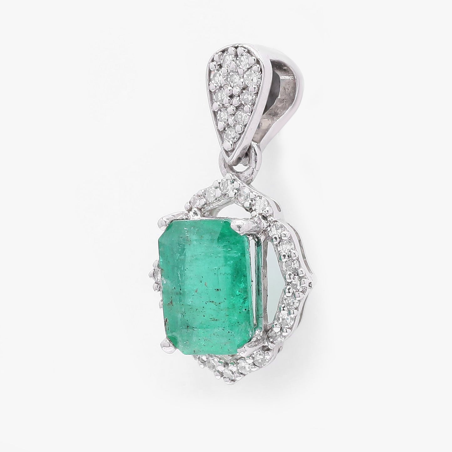 1.15 Ct Octagon Step Cut Natural Emerald 950 Platinum Pendant