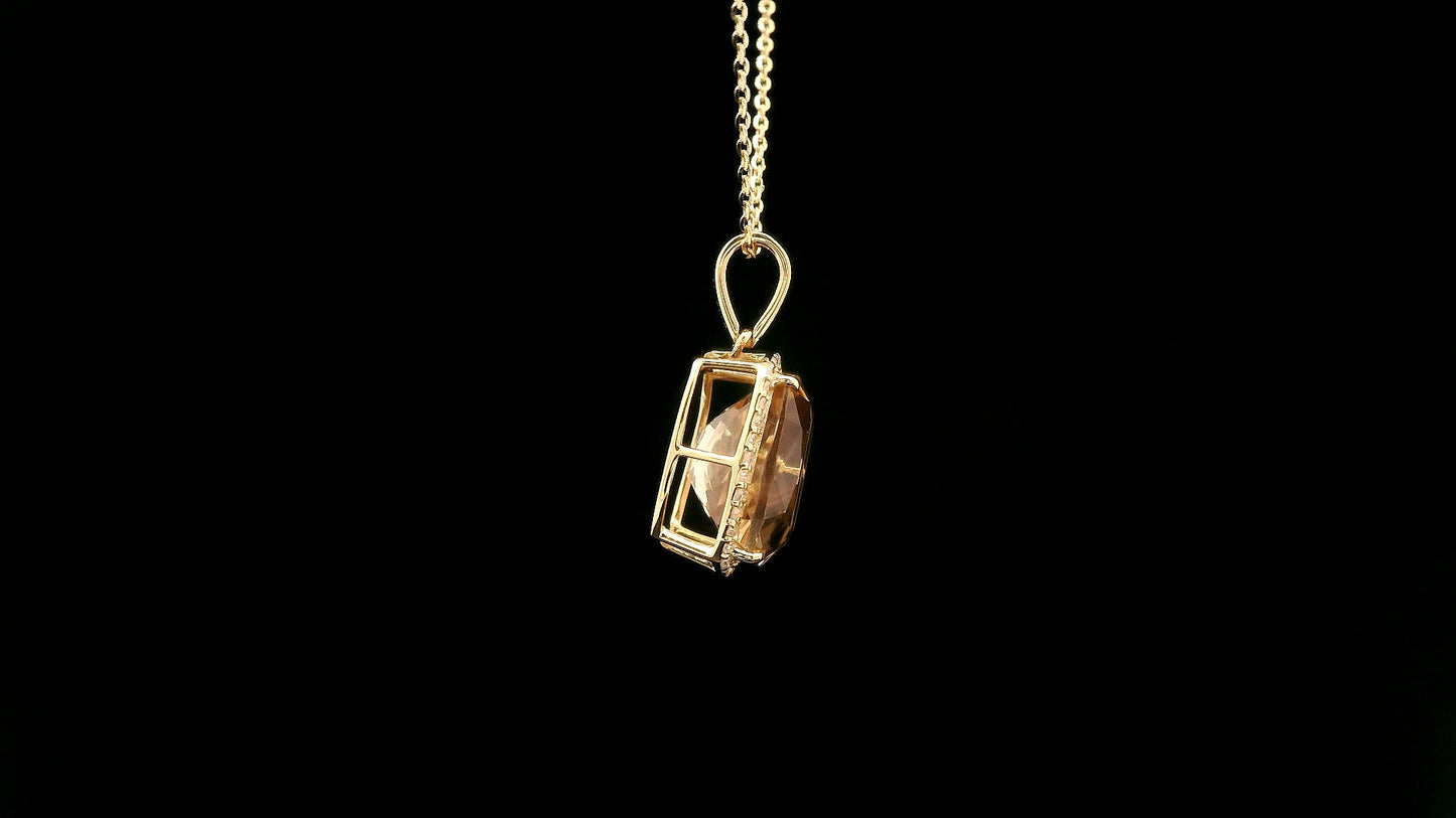 4.25 Ct Cushion Oregon Sunstone 14K Gold Pendant