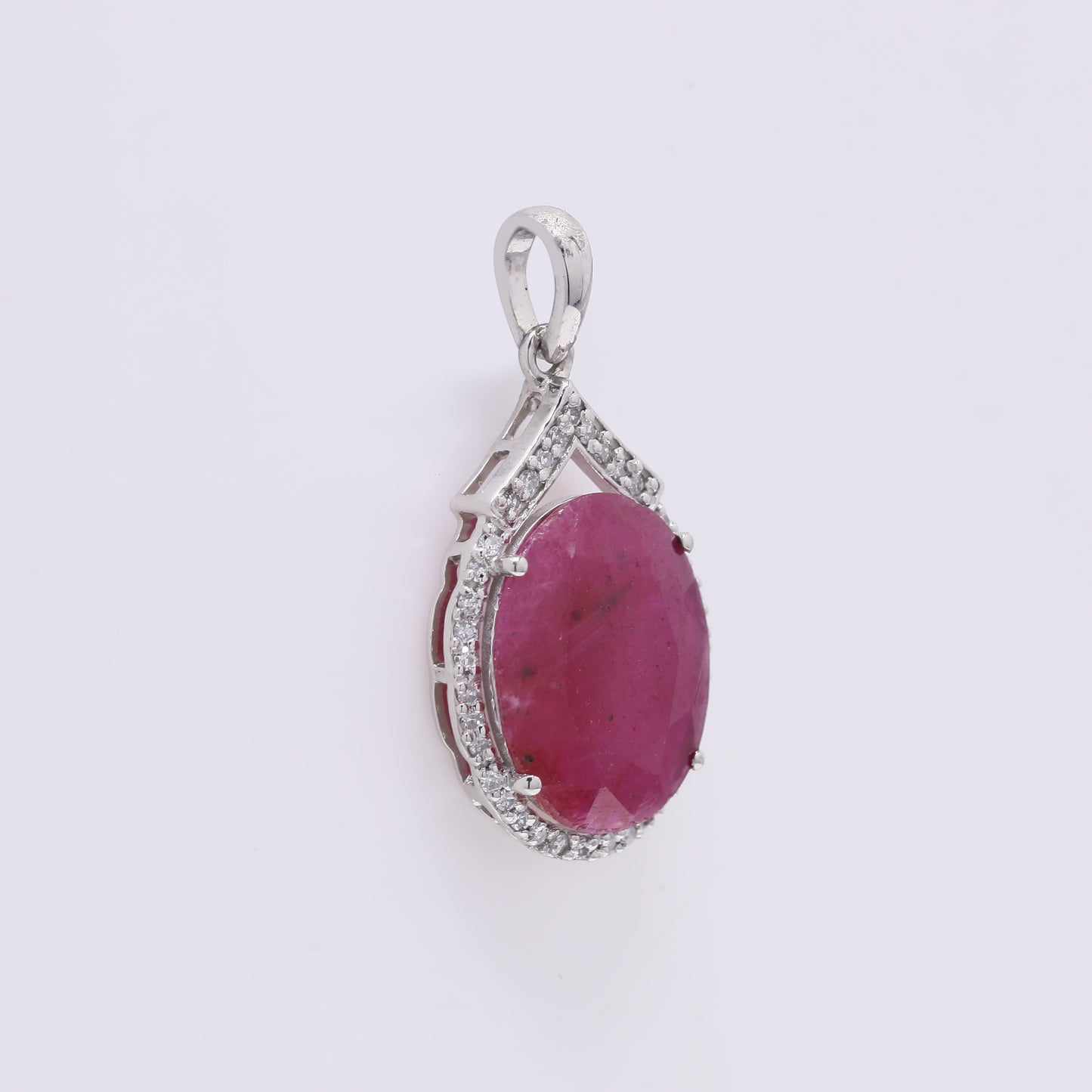 3.37 Ct Oval Mixed Cut Natural Ruby 950 Platinum Pendant