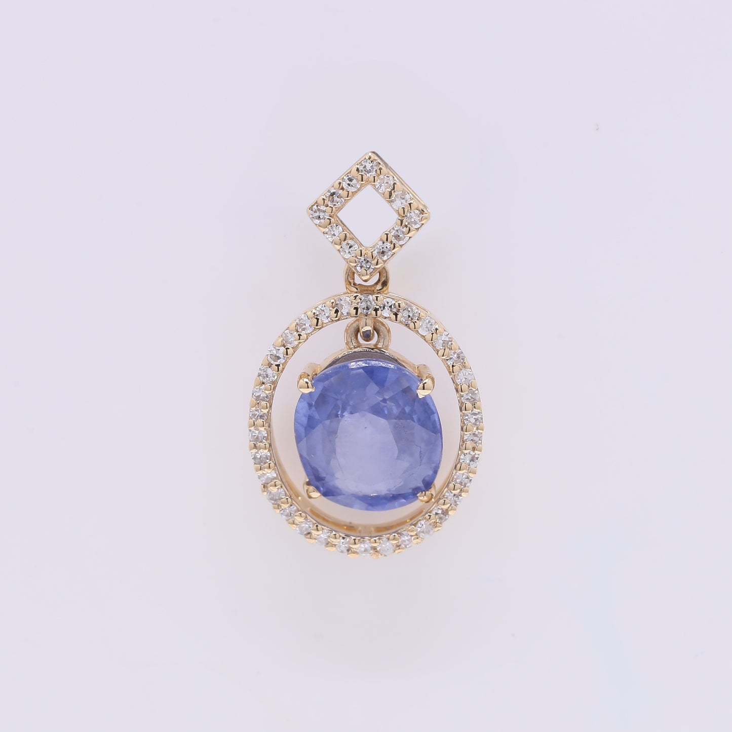 2.16 Ct Oval Mixed Cut Natural Sapphire 14K Gold Pendant