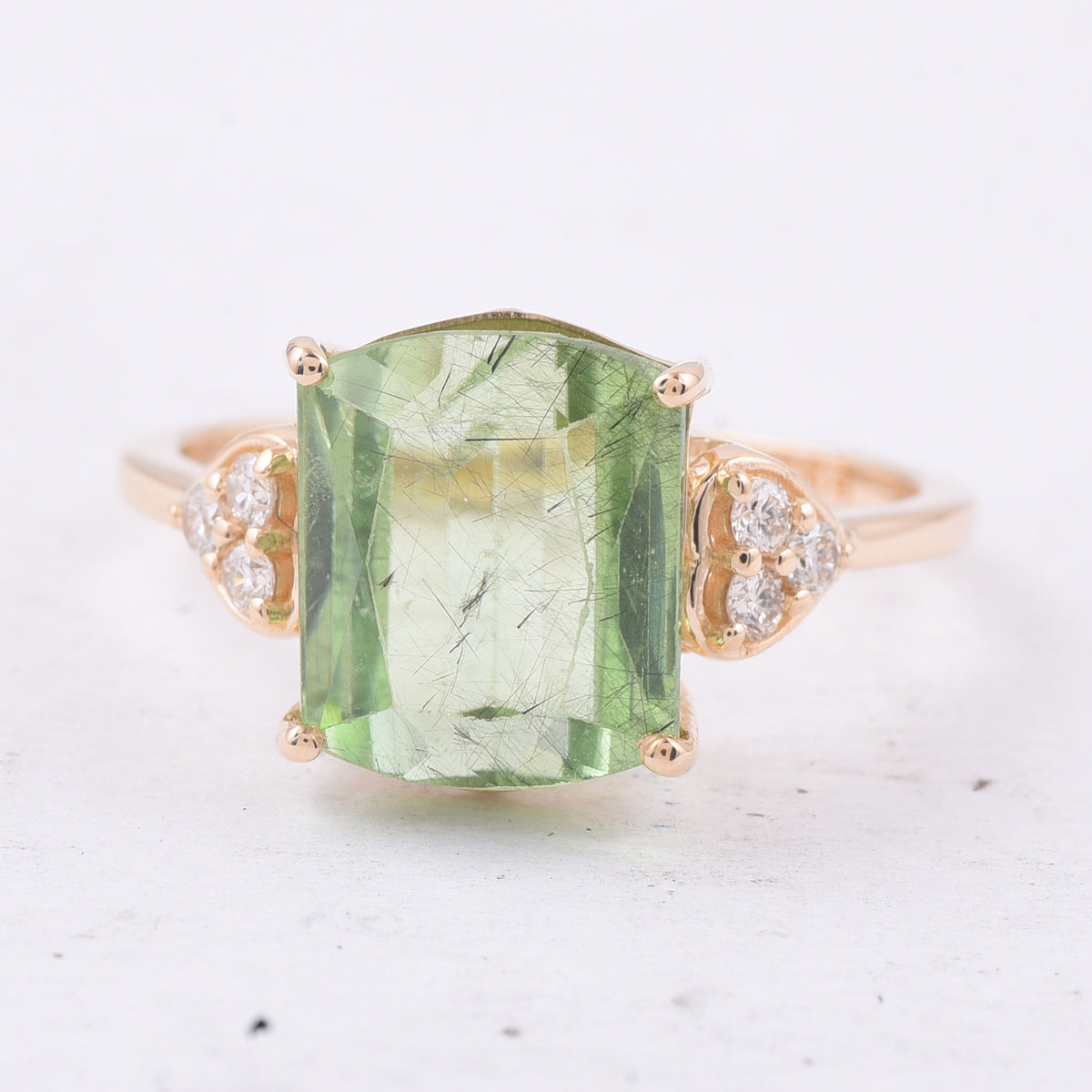 5.26 Ct Octagon Natural Peridot 14K Gold Ring