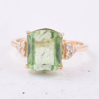 5.26 Ct Octagon Natural Peridot 14K Gold Ring