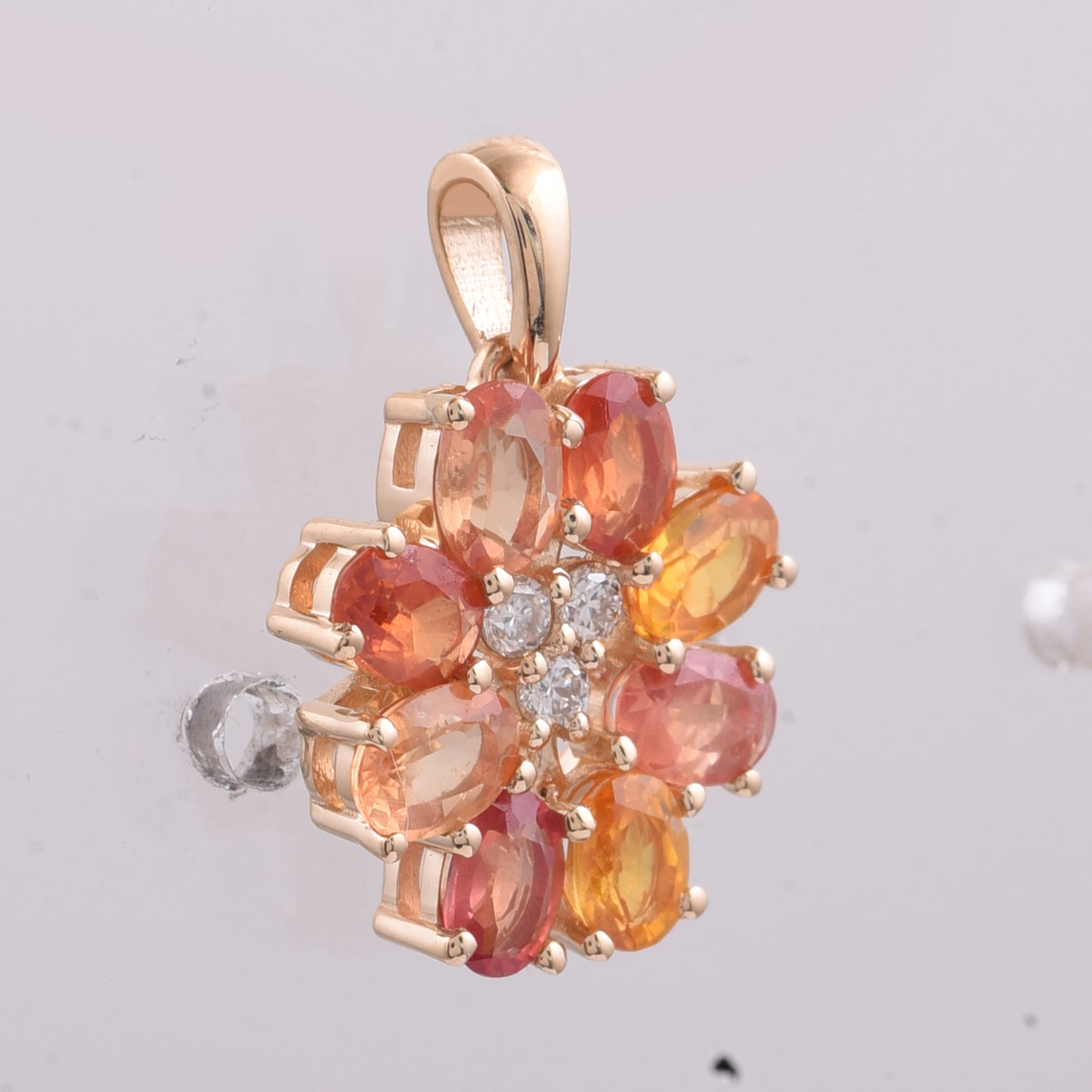 1.82 Ct Oval Natural Multi Coloured Sapphire 14K Gold Pendant
