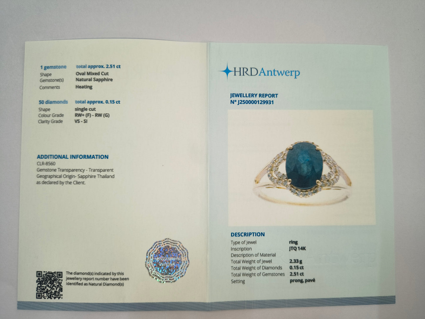 2.66 Ct Oval Natural Sapphire 14K Gold Ring