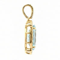 1.85 Ct Oval Mixed Cut Natural Aquamarine 14K Gold Pendant