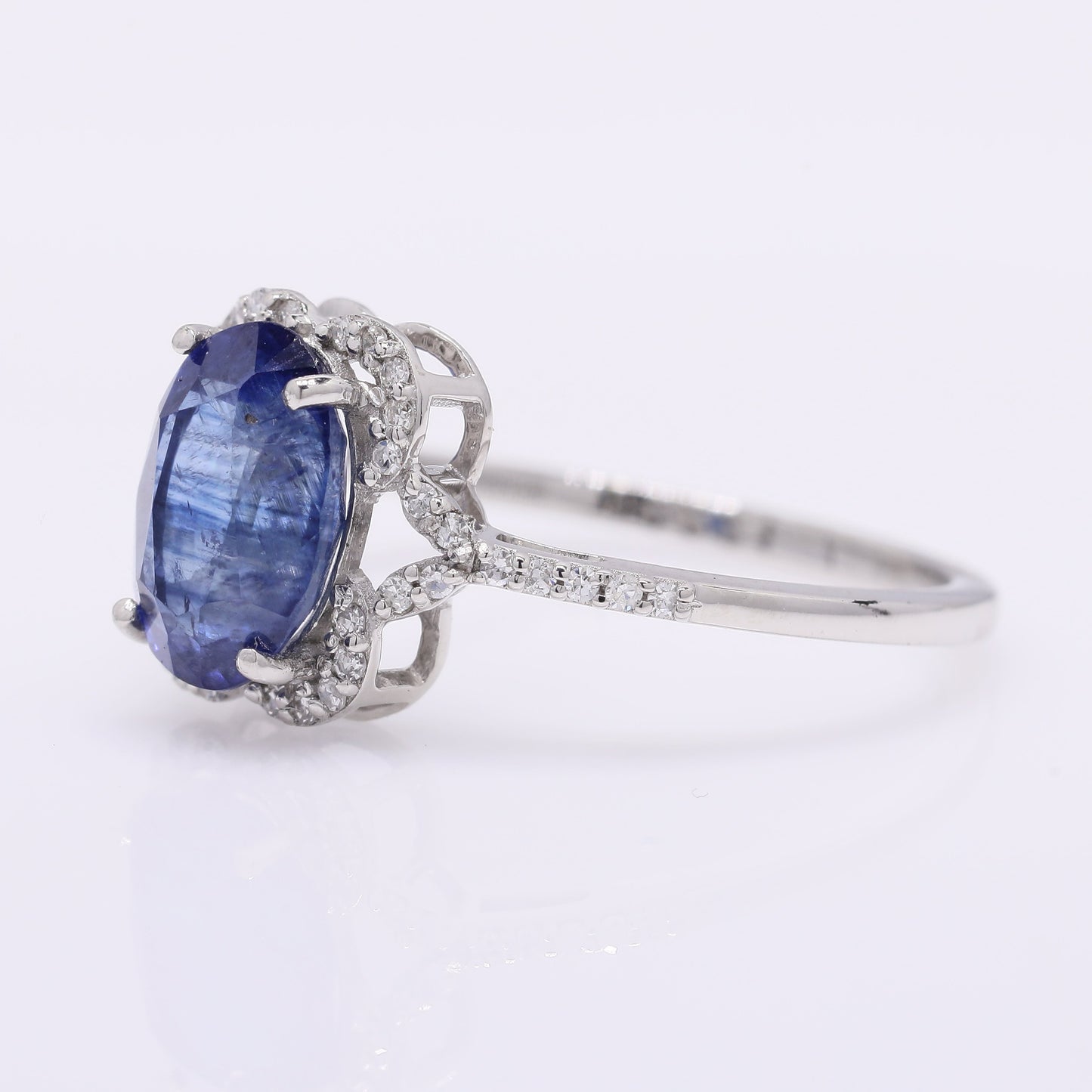 2.47 Ct Oval Mixed Cut Natural Sapphire 950 Platinum Ring